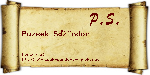 Puzsek Sándor névjegykártya